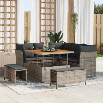 vidaXL Set de canapele pentru grădină 8 pcs Gri 100 x 100 x 71 cm