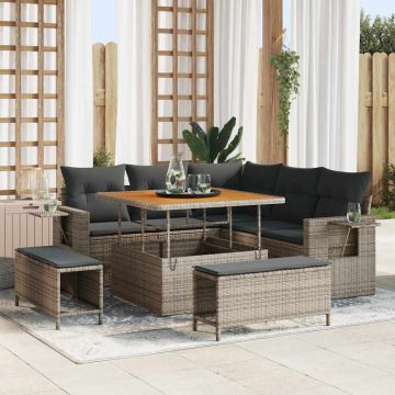 vidaXL Set de canapele pentru grădină 8 pcs Gri 100 x 100 x 71 cm