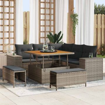 vidaXL Set de canapele pentru grădină 8 pcs Gri 100 x 100 x 71 cm