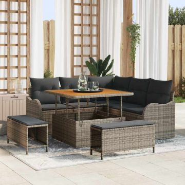 vidaXL Set de canapele pentru grădină 8 pcs Gri 100 x 100 x 71 cm