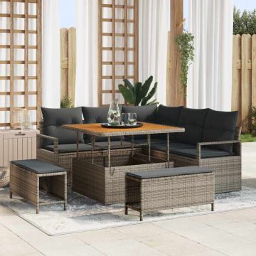 vidaXL Set de canapele pentru grădină 8 pcs Gri 100 x 100 x 71 cm