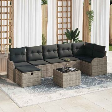 vidaXL Set de canapele pentru grădină 8 pcs Gri 287.5 x 122.5 x 85 cm