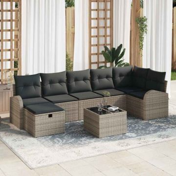 vidaXL Set de canapele pentru grădină 8 pcs Gri 289 x 124 x 85 cm
