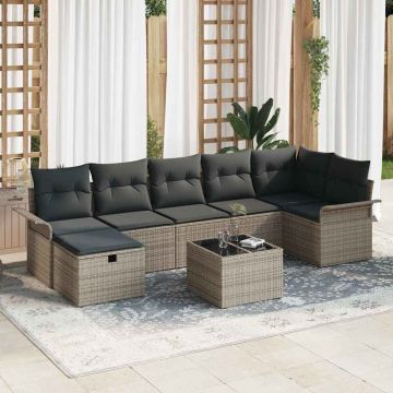 vidaXL Set de canapele pentru grădină 8 pcs Gri 297.5 x 132.5 x 85 cm