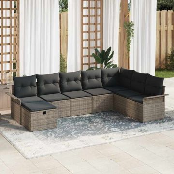 vidaXL Set de canapele pentru grădină 8 pcs Gri 297.5 x 187.5 x 85 cm