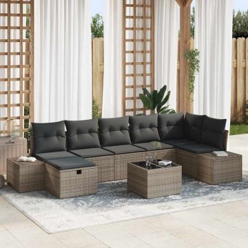 vidaXL Set de canapele pentru grădină 8 pcs Gri 55 x 62 x 69 cm