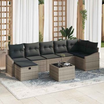 vidaXL Set de canapele pentru grădină 8 pcs Gri 55 x 62 x 69 cm