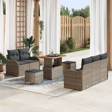 vidaXL Set de canapele pentru grădină 8 pcs Gri 90 x 55 x 71 cm