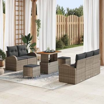 vidaXL Set de canapele pentru grădină 8 pcs Gri 90 x 55 x 71 cm