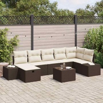 vidaXL Set de canapele pentru grădină 8 pcs Maro 55 x 62 x 69 cm