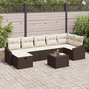 vidaXL Set de canapele pentru grădină 8 pcs Maro 55 x 62 x 69 cm