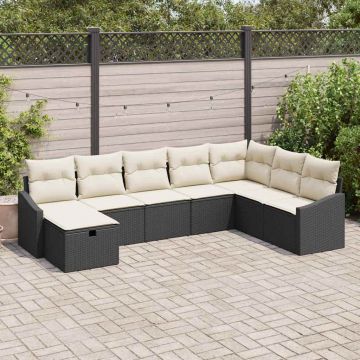 vidaXL Set de canapele pentru grădină 8 pcs Negru 55 x 62 x 69 cm