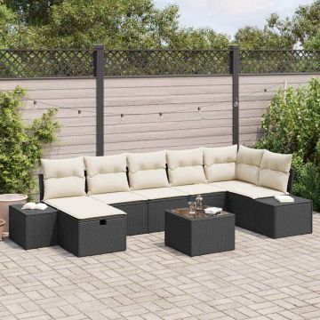 vidaXL Set de canapele pentru grădină 8 pcs Negru 55 x 62 x 69 cm