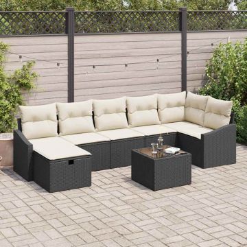 vidaXL Set de canapele pentru grădină 8 pcs Negru 55 x 62 x 69 cm