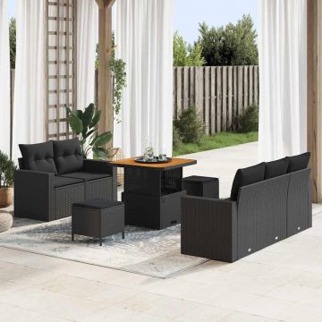 vidaXL Set de canapele pentru grădină 8 pcs Negru 80 x 80 x 71 cm