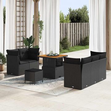 vidaXL Set de canapele pentru grădină 8 pcs Negru 80 x 80 x 71 cm