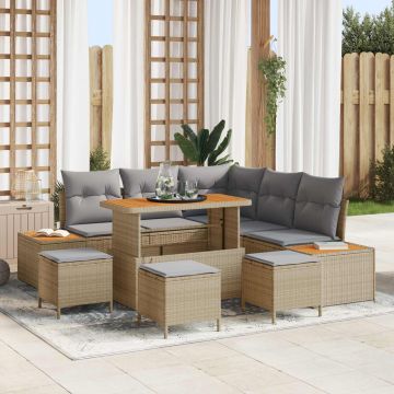 vidaXL Set de canapele pentru grădină 9 pcs Beige și gri deschis