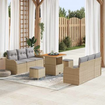 vidaXL Set de canapele pentru grădină 9 pcs Beige și gri deschis