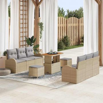 vidaXL Set de canapele pentru grădină 9 pcs Beige și gri deschis
