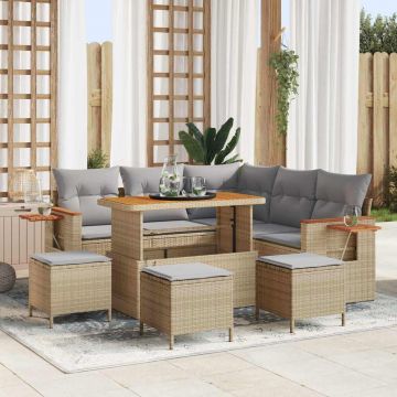 vidaXL Set de canapele pentru grădină 9 pcs bej și gri deschis