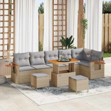 vidaXL Set de canapele pentru grădină 9 pcs bej și gri deschis