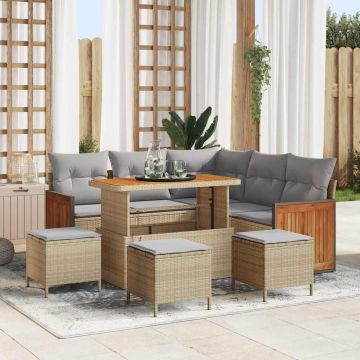 vidaXL Set de canapele pentru grădină 9 pcs bej și gri deschis