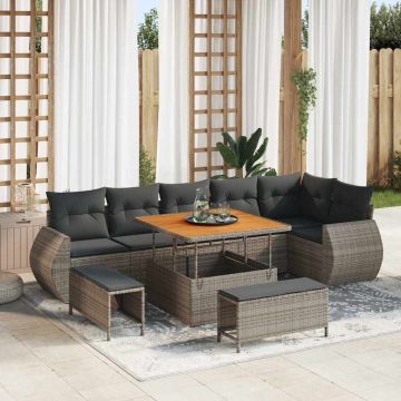 vidaXL Set de canapele pentru grădină 9 pcs Gri 100 x 100 x 71 cm