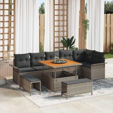 vidaXL Set de canapele pentru grădină 9 pcs Gri 100 x 100 x 71 cm