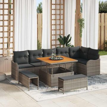 vidaXL Set de canapele pentru grădină 9 pcs Gri 100 x 100 x 71 cm