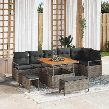 vidaXL Set de canapele pentru grădină 9 pcs Gri 100 x 100 x 71 cm