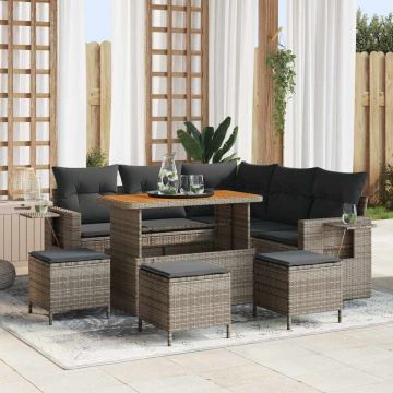 vidaXL Set de canapele pentru grădină 9 pcs Gri 110 x 55 x 71 cm