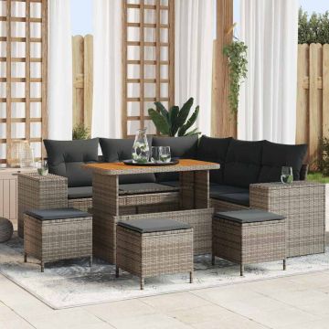 vidaXL Set de canapele pentru grădină 9 pcs Gri 110 x 55 x 71 cm