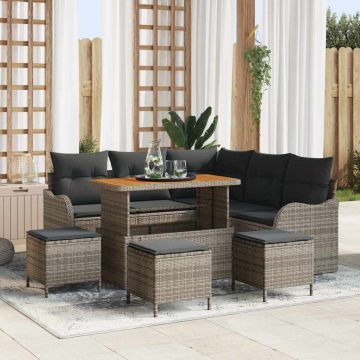 vidaXL Set de canapele pentru grădină 9 pcs Gri 110 x 55 x 71 cm