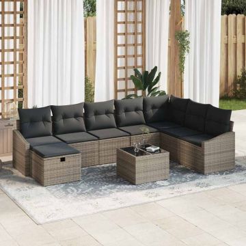 vidaXL Set de canapele pentru grădină 9 pcs Gri 55 x 62 x 69 cm
