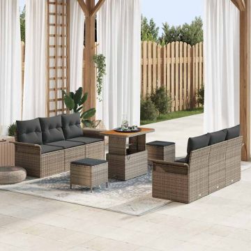 vidaXL Set de canapele pentru grădină 9 pcs Gri 90 x 55 x 71 cm
