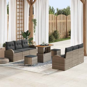 vidaXL Set de canapele pentru grădină 9 pcs Gri 90 x 55 x 71 cm