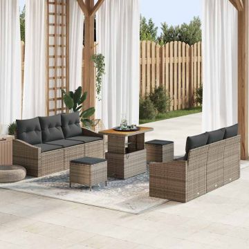 vidaXL Set de canapele pentru grădină 9 pcs Gri 90 x 55 x 71 cm