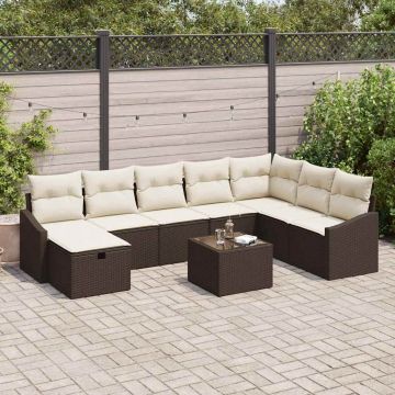 vidaXL Set de canapele pentru grădină 9 pcs Maro 55 x 62 x 69 cm
