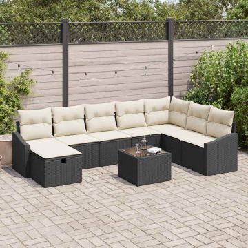 vidaXL Set de canapele pentru grădină 9 pcs Negru 55 x 62 x 69 cm