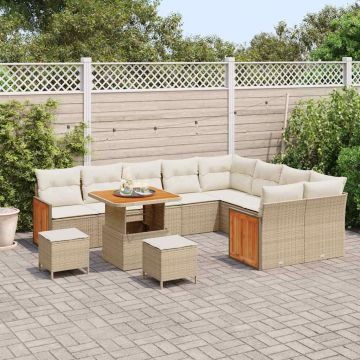 vidaXL Set de canapele pentru grădină cu pernă 12 pcs bej și crem