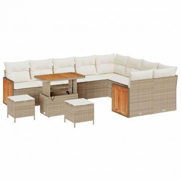 vidaXL Set de canapele pentru grădină cu pernă 12 pcs bej și crem