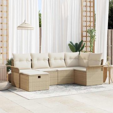 vidaXL Set de canapele pentru grădină cu pernă 6 pcs bej și crem