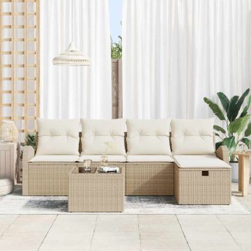 vidaXL Set de canapele pentru grădină cu pernă 6 pcs bej și crem