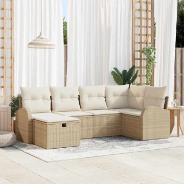 vidaXL Set de canapele pentru grădină cu pernă 6 pcs bej și crem