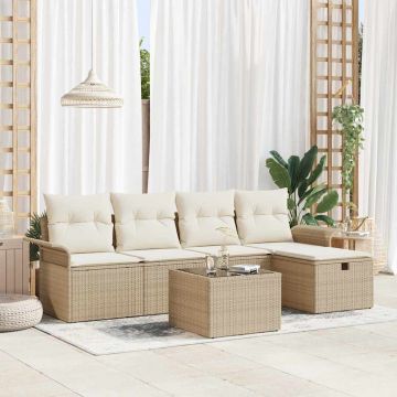 vidaXL Set de canapele pentru grădină cu pernă 6 pcs bej și crem