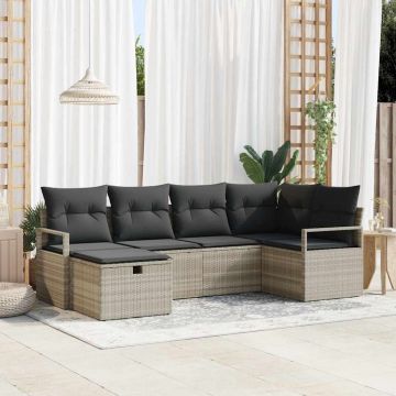 vidaXL Set de canapele pentru grădină cu pernă 6 pcs Gri deschis