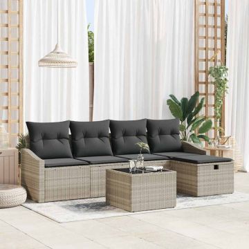 vidaXL Set de canapele pentru grădină cu pernă 6 pcs Gri deschis