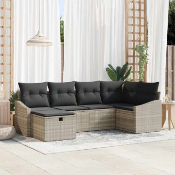 vidaXL Set de canapele pentru grădină cu pernă 6 pcs Gri deschis