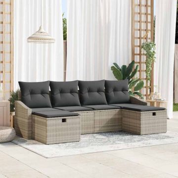 vidaXL Set de canapele pentru grădină cu pernă 6 pcs Gri deschis