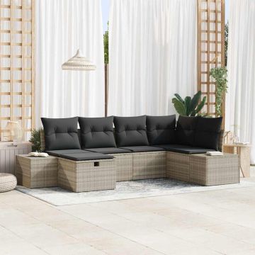 vidaXL Set de canapele pentru grădină cu pernă 6 pcs Gri deschis